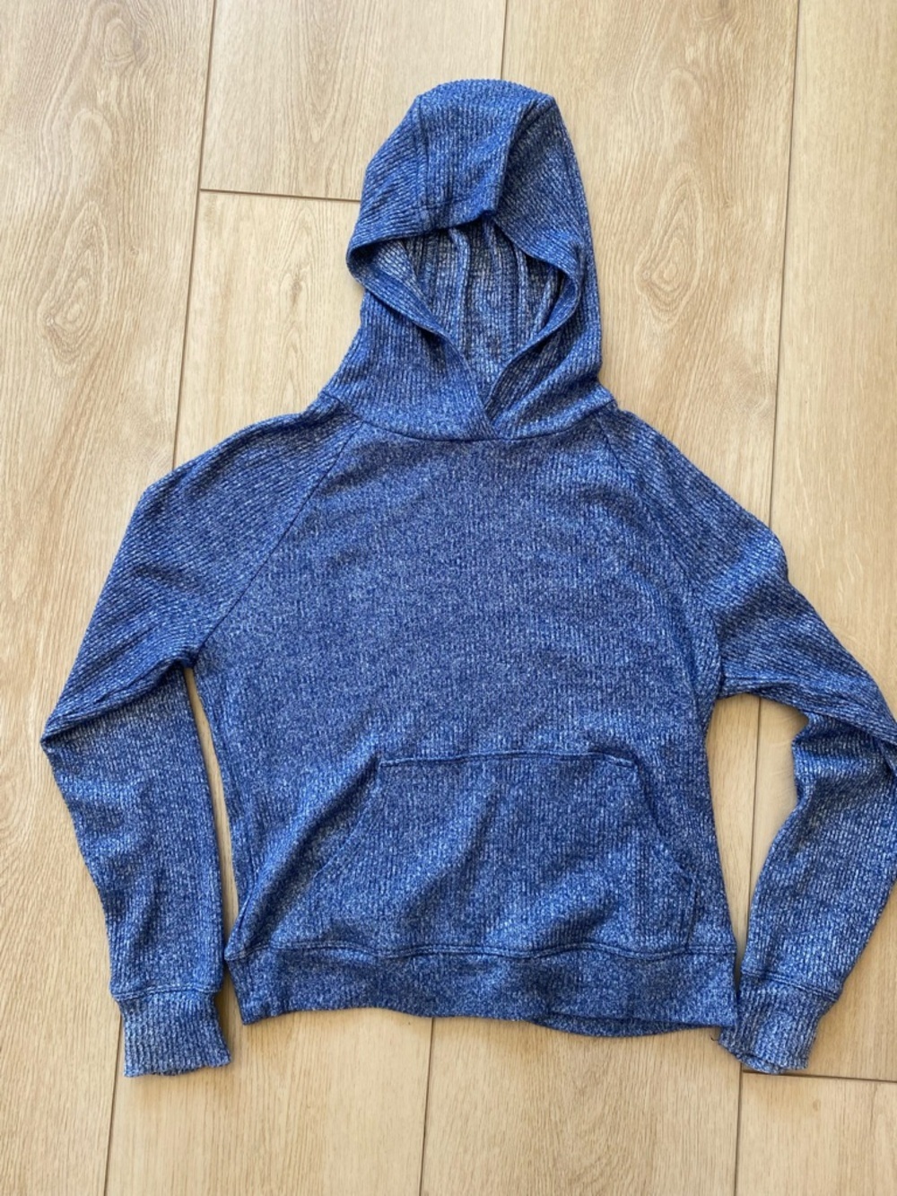 Athleta girls Cozy Blue Hooded Knit Pullover Top